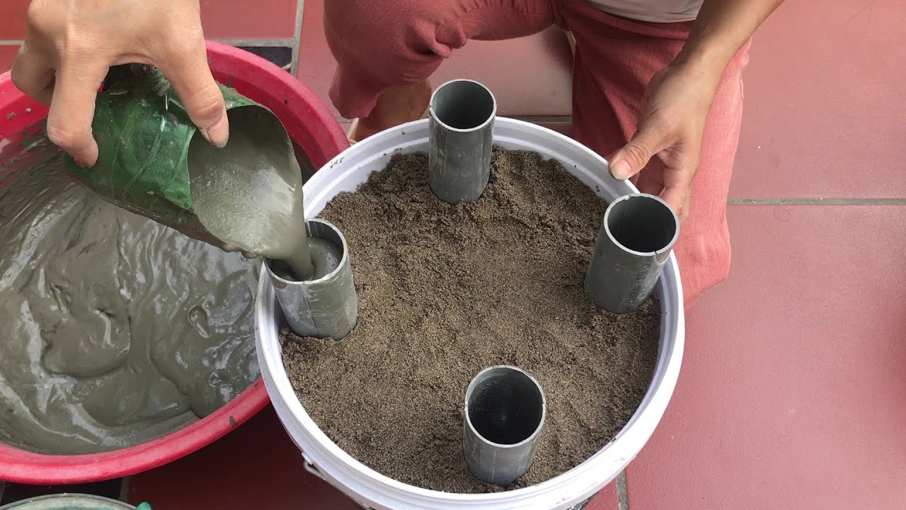Simple and easy pot making ideas from plastic barrels and cement at home