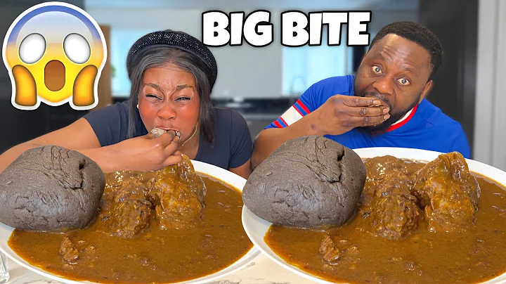 FUFU AND OGBONO SOUP AND GOAT MEAT |BIG BITE CHALLENGE DAD VS DAUGHTER *SHOCKING WIN😱*