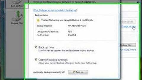 Vista Backup & Restore Centre