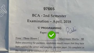 2018 Mdu BCA 2nd Sem C Programming Question Paper