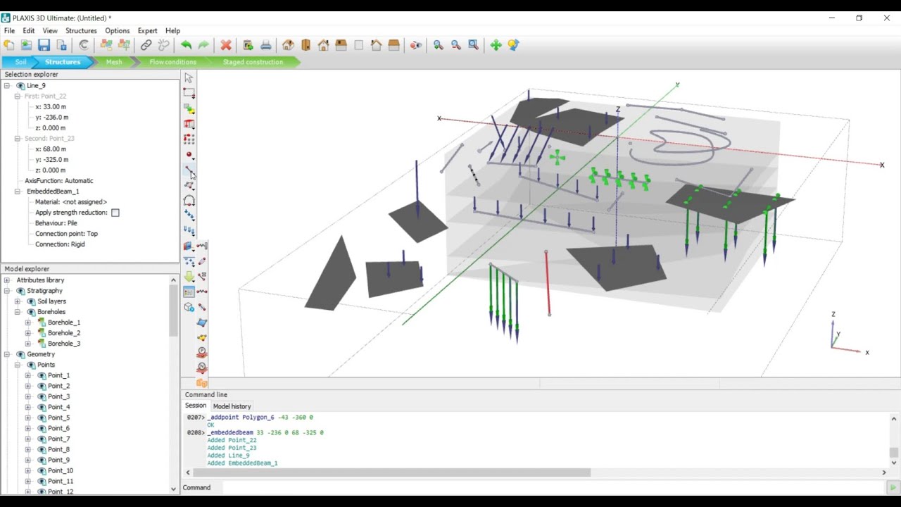PLAXIS 3D - V3 - Structure Line & Surface Types - YouTube