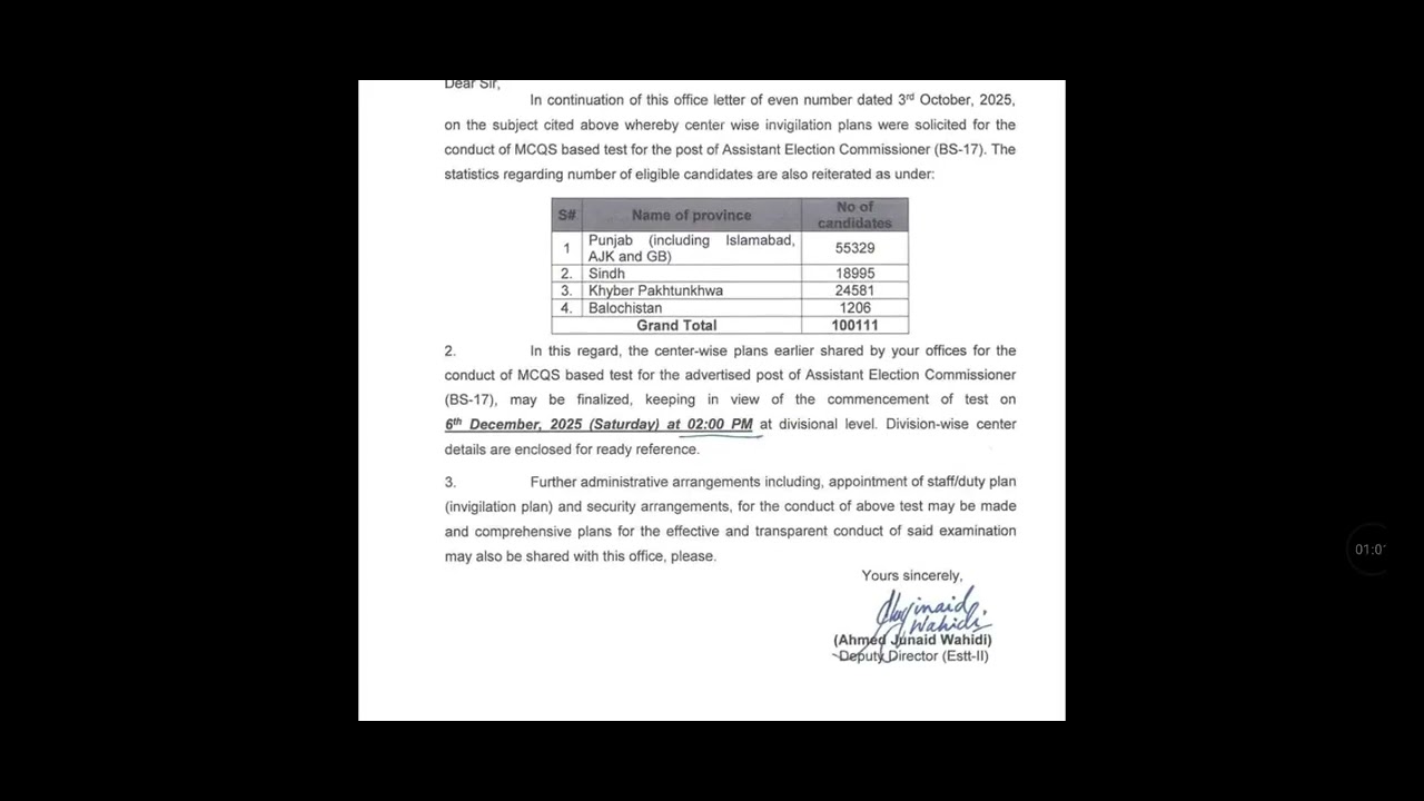 Breaking News Assistant Election Commissioner Test Date Annouced
