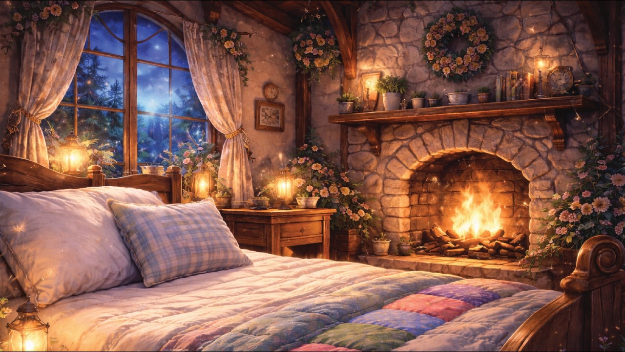 a quiet cozy night in the enchanted woods 🌙 deep sleep & fairytale music🍄