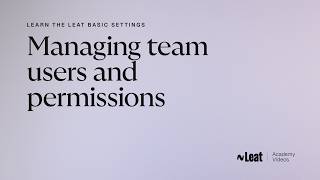 Managing team users & permissions