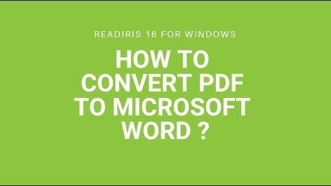 Readiris 16 Windows: How to convert PDF to Microsoft Word?