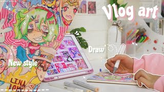 Vlog art 2 // تحدي ارسم على ورقه كامله بدون فراغات  أشكال بعجينة السراميك 