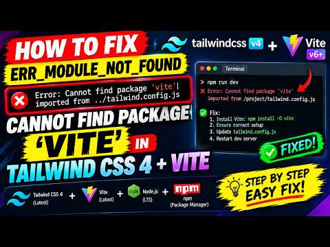 How to Fix Error ERR MODULE NOT FOUND Cannot Find Package 'vite' in Tailwind CSS 4 + Vite