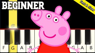 Peppa Pig Theme Song - Fast and Slow Piano tutorial - Beginner