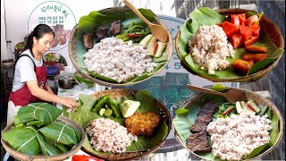 5 Yummy Lunch Foods on Banana Leaf and Bamboo Basket | Best Cambodian Food in Phnom Penh screenshot 3