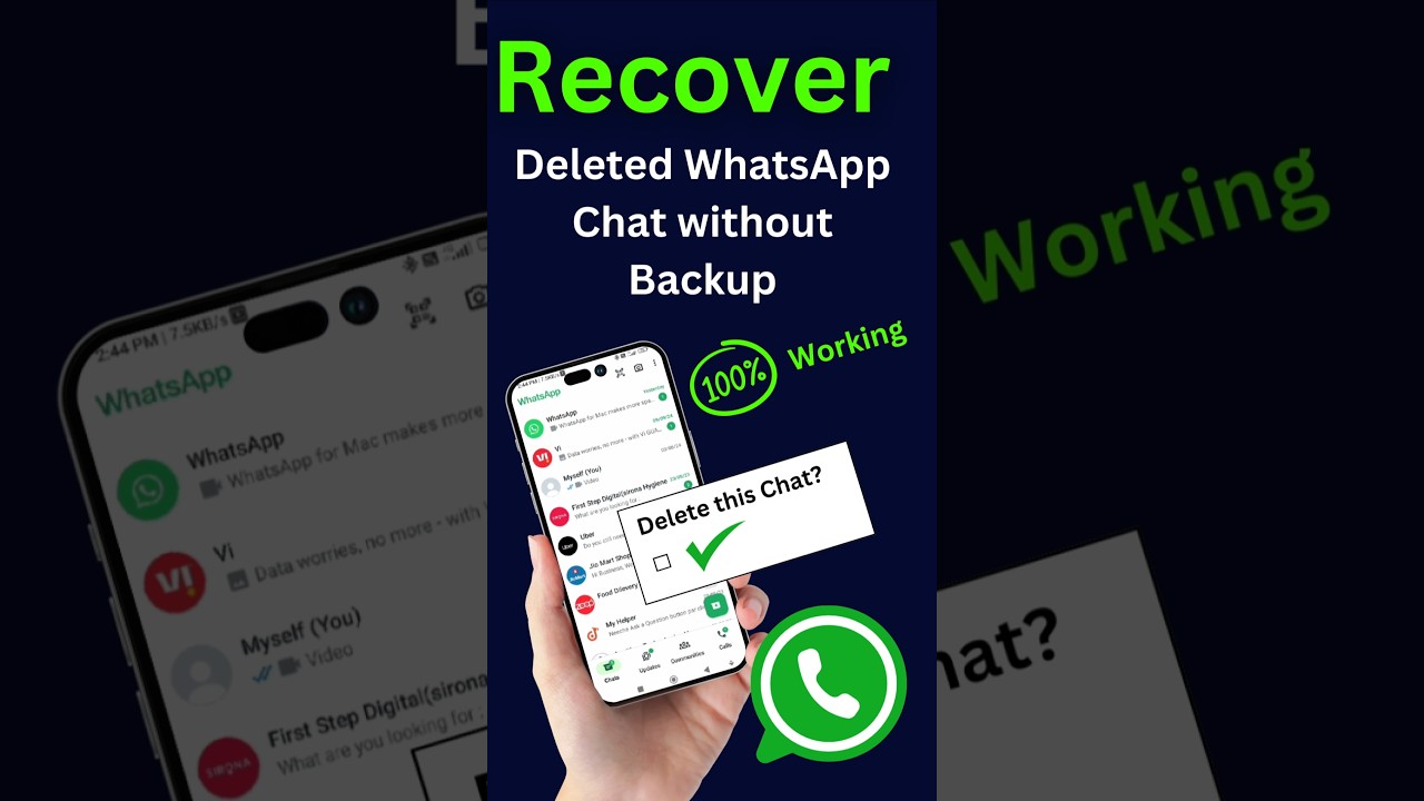 💯Recover Deleted WhatsApp Chat without Backup