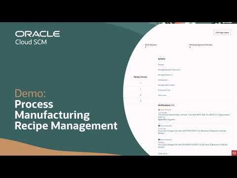 Recipe Management—Process Manufacturing in Oracle Fusion Cloud Manufacturing: Demo