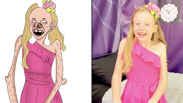 Nastya plays pink vs black challenge with Wednesday drawing meme | nastya funny face
