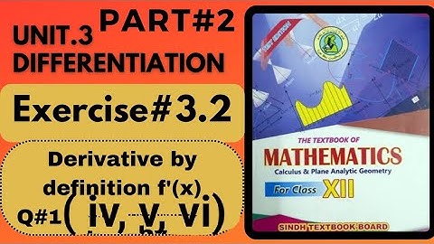 Class 12 Maths || Unit#3|| Differentiation|| Exercise 3.2 || Q1(iv,v,vi) || Part#2 || stbb new book