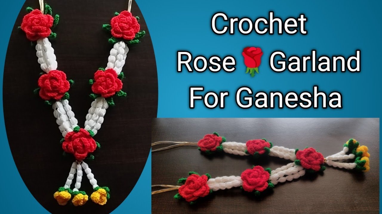 Crochet Rose Flower Garland    #vaishaliscrochet