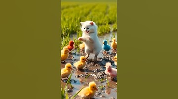 LUCU BANGET..!! Kucing dan bebek joget #kitten #고양이 #kucing #bebekwarnawarni  #catvideos  #shorts