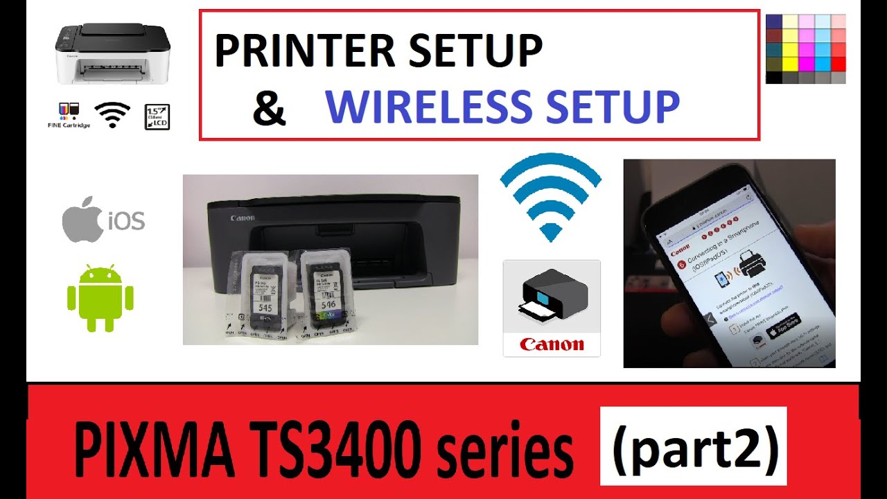 PIXMA TS3450 TS3440 TS3420 E3340 Wireless Setup (part2) Inks and