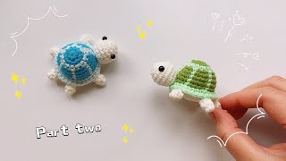 Part two-How to Crochet a Turtle Amigurumi Keychain🐢 Cute Turtle Keychain Crochet Tutorial