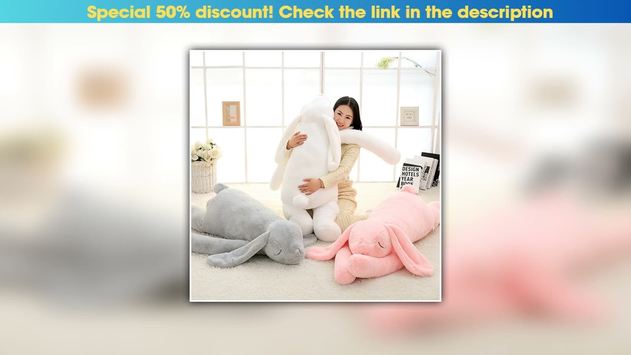 Hot Picks Lovely Giant Animal 90cm 120cm Soft Cartoon Big Ear Bunny Plush Toy Rabbit Stuffed Pillow