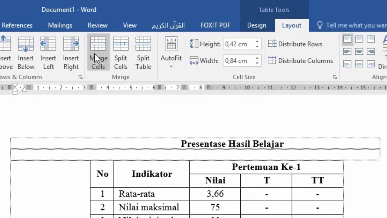 Cara membuat tabel di word 2016