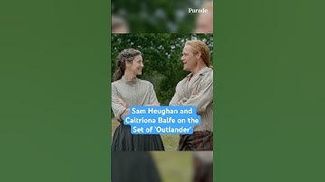 Sam Heughan and Caitríona Balfe on the Set of 