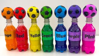 Matching Colors Game with Rainbow Soccer Balls  and Bottles for Toddlers Learn Colors Squishy Balls