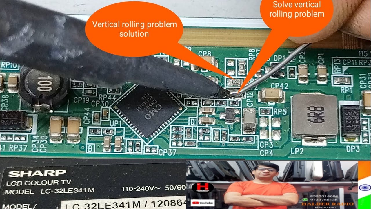 SHARP LC-32LE341M Vertical Rolling problem// #LED Tv Vertical Rolling ...