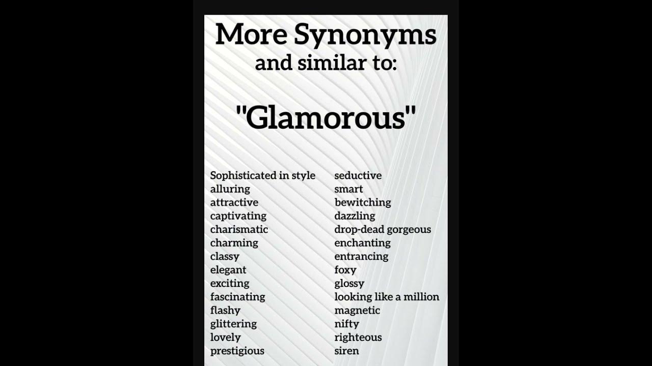 Synonyms For GLAMOROUS englishvocabulary vocabulary pronunciation grammar short 