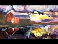 Landscape Acrylic Painting on Canvas tutorial Red Barn Reflected in a Lake | TheArtSherpa
