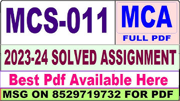 mcs 011 solved assignment 2023-24 / mcs 011 solved assignment 2024 / ignou mca 1st sem mcs011