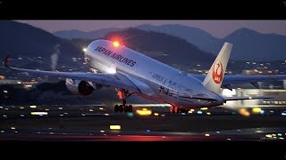 [4K60p] JAL A350 takeoff 伊丹空港 夕刻の離陸シーン / LUMIX GH6