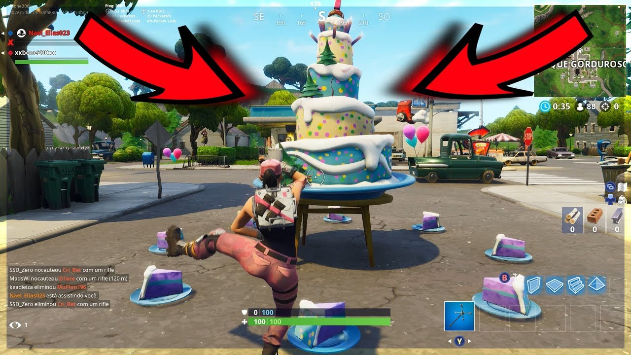 localizacao dos bolos de aniversario fortnite battle royale - bolos do fortnite