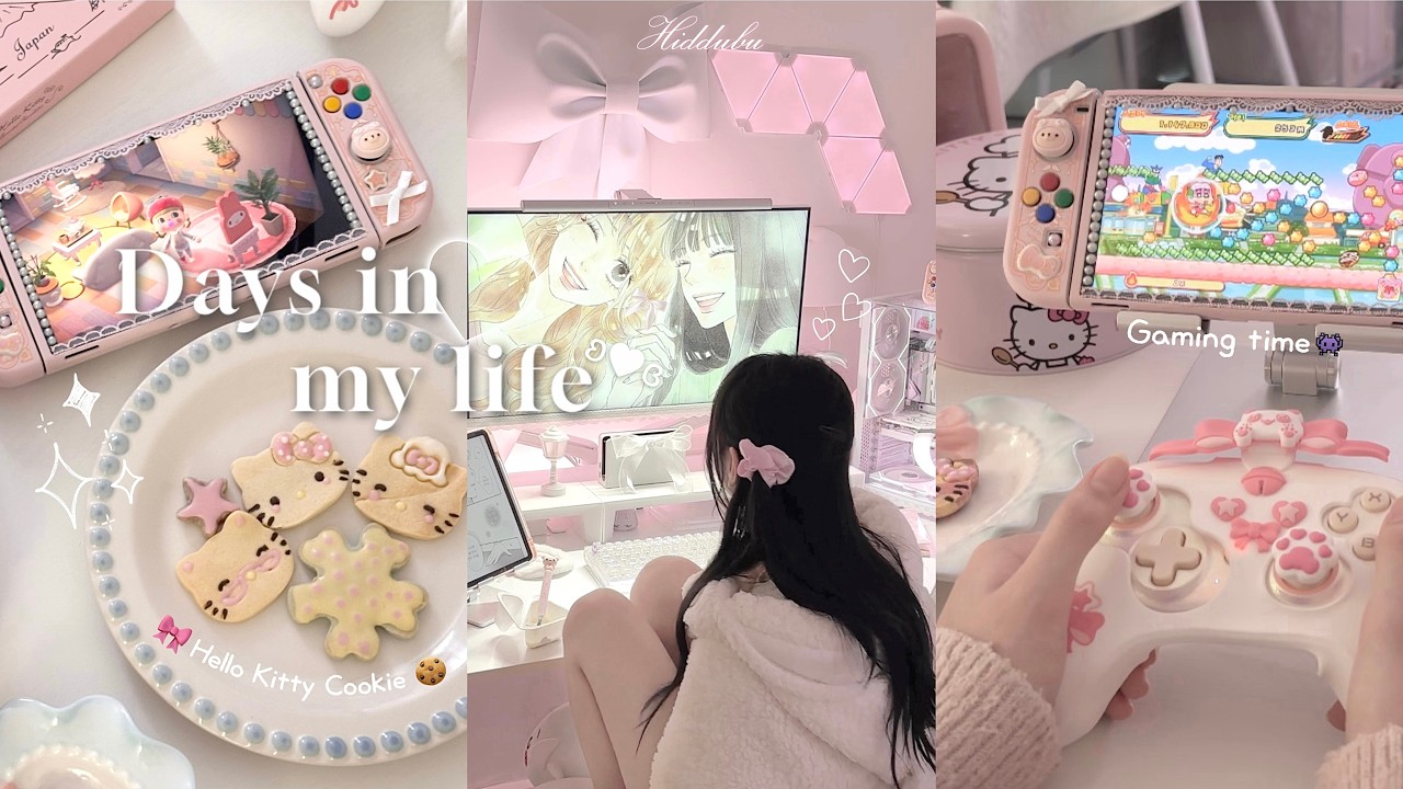 [SUB] ʚ Vlog ɞㅣ키티 쿠키 굽는 집순이🍪🎀 핑크 닌텐도 꾸미기˚⊹ㅣ타오바오 직구 구매템 소개ﾟ.*･｡ﾟ