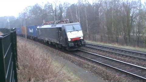 Class189 ERS Railways with Container Train at Venlo,the NL,Feb 7,2010