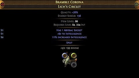 How to craft Int stacking helmet with abyssal socket