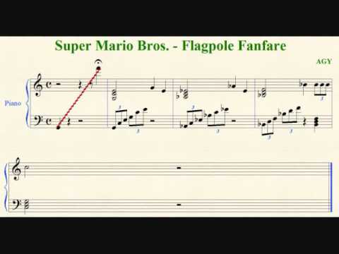 Super Mario Bros Flagpole Fanfare Sheet Music Youtube Super Mario Bros Flagpole Fanfare Sheet Music Youtube