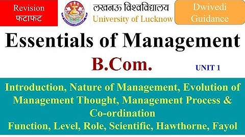 1| Essentials of Management bcom 1st year, essential of management in hindi, lucknow university bcom