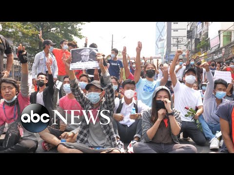 People in Myanmar take to streets to protest the military coup.