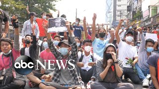 People in Myanmar take to streets to protest the military coup.