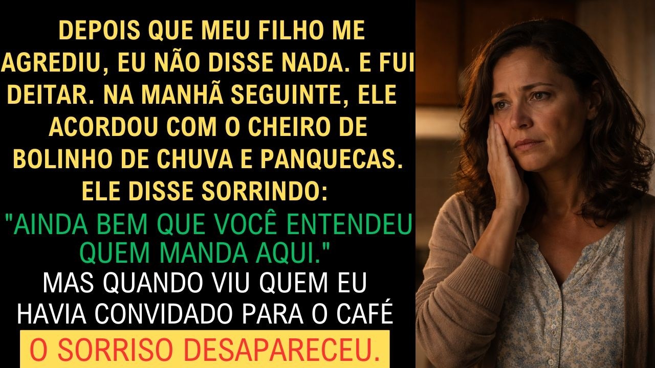 Ele me bateu à noite… mas entrou em pânico ao ver quem estava no café da manhã.