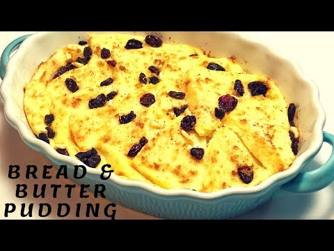 Indulgent bread and butter pudding with homemade custard. 