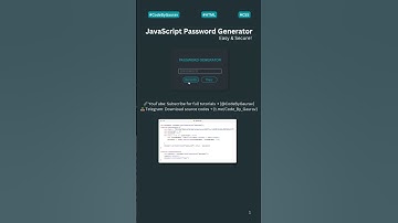 ⚡Strong & Random Password Generator Using JS! 🎭#shorts #webdevelopment #coding