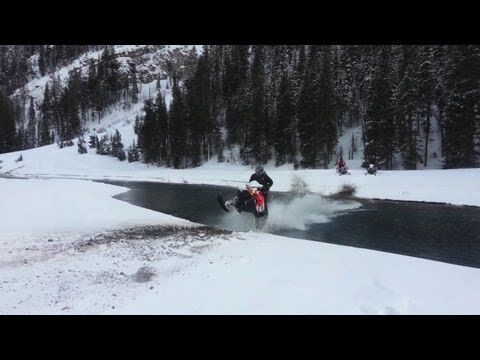 Snowmobile River Crossing Fail