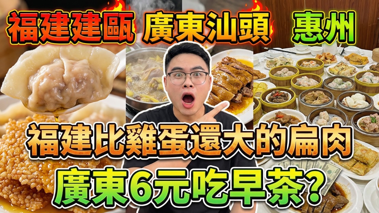 拼多多看了都搖頭！福建比雞蛋還大的扁肉、建瓯大腸米果、10元一包光餅、5元10個豆腐丸｜汕頭必吃清單｜6元吃爆廣東早茶｜福建建甌、廣東汕頭、惠州深度探店