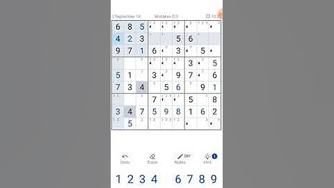 Daily Challenge (14 September 2022) - Game play sudoku