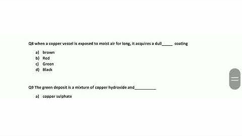 Most important MCQs of chapter Materials: Metals and Non metals CLASS 8 th