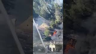 The view from a CH-47 Chinook as it drops water on a wildfire in Elys, Manitoba | #shorts