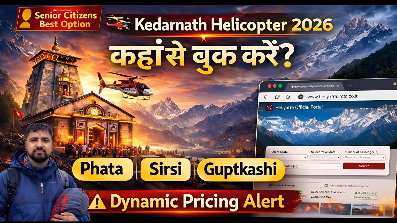 केदारनाथ हेलीकॉप्टर 2026 पूरी गाइड | किराया, बुकिंग, वजन नियम, मौसम अपडेट | Guptkashi Phata Sirsi