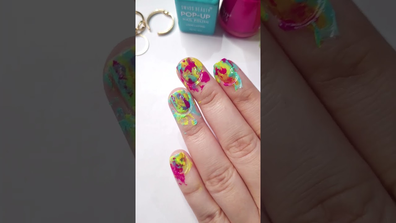 🧡Easy & colorful holi nail art!!! 