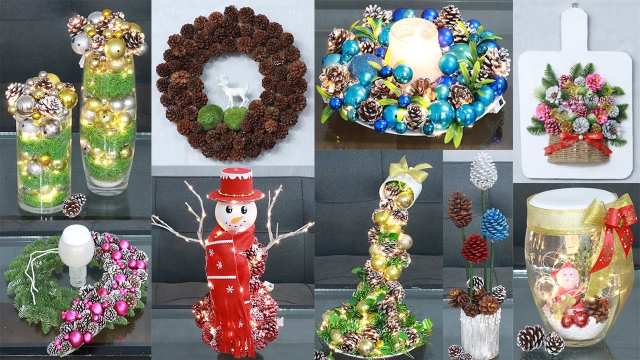 8 Christmas decoration ideas with Centerpiece,Wall hanging,Pincone