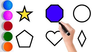 Learn Shapes, Colors for Kids \& Toddlers | 2d shapes drawing | Education Video, Preschool Learning